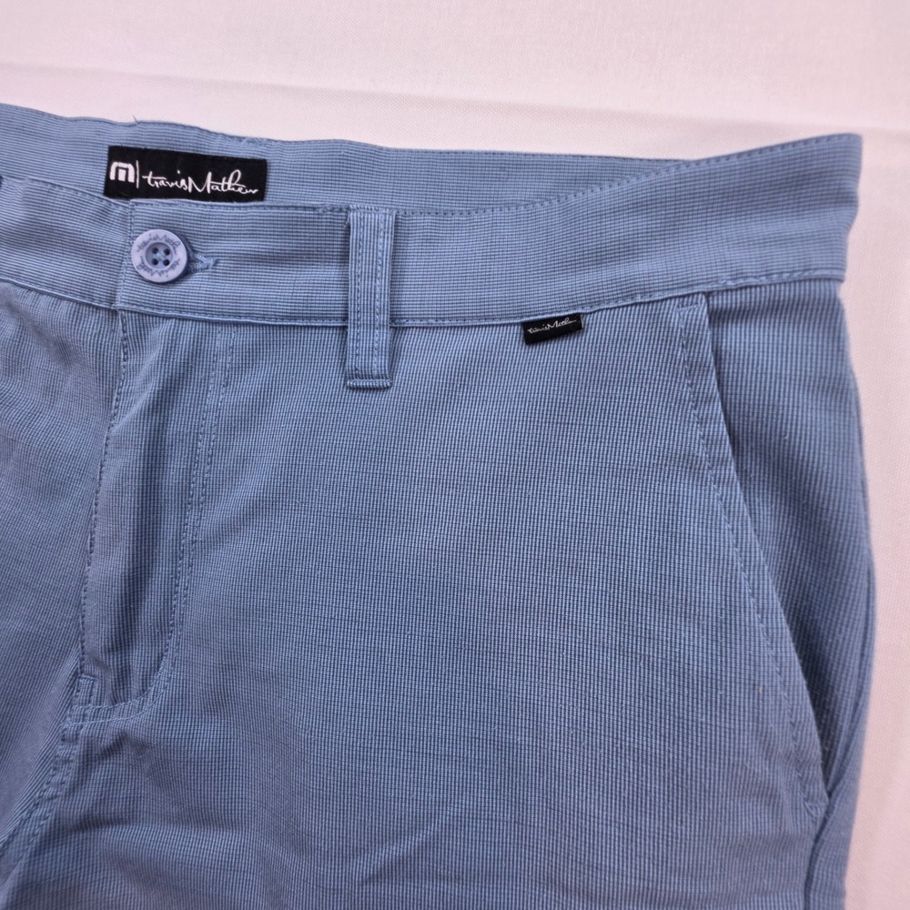 TravisMathew Mens Blue Micro Texture Stretch Golf Shorts Size 34
